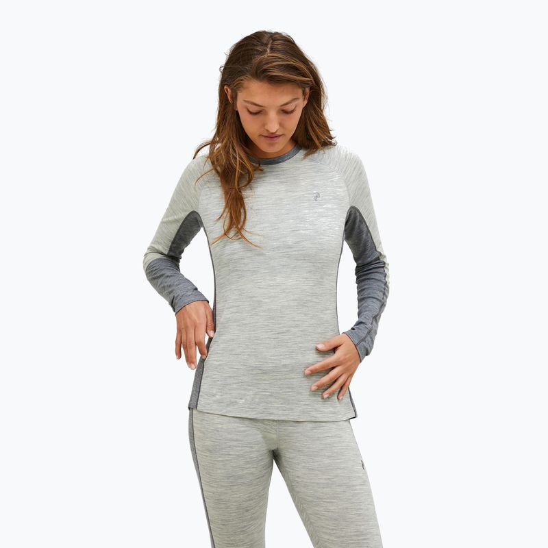 Női hőaktív felső Peak Performance Magic Crew Wool-Blend Baselayer med grey melange