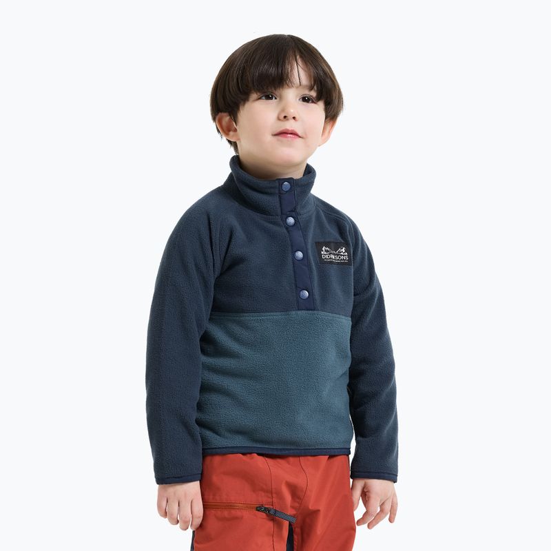 Gyerek polár pulóver Didriksons Monte 6 Half Button mountain blue 3