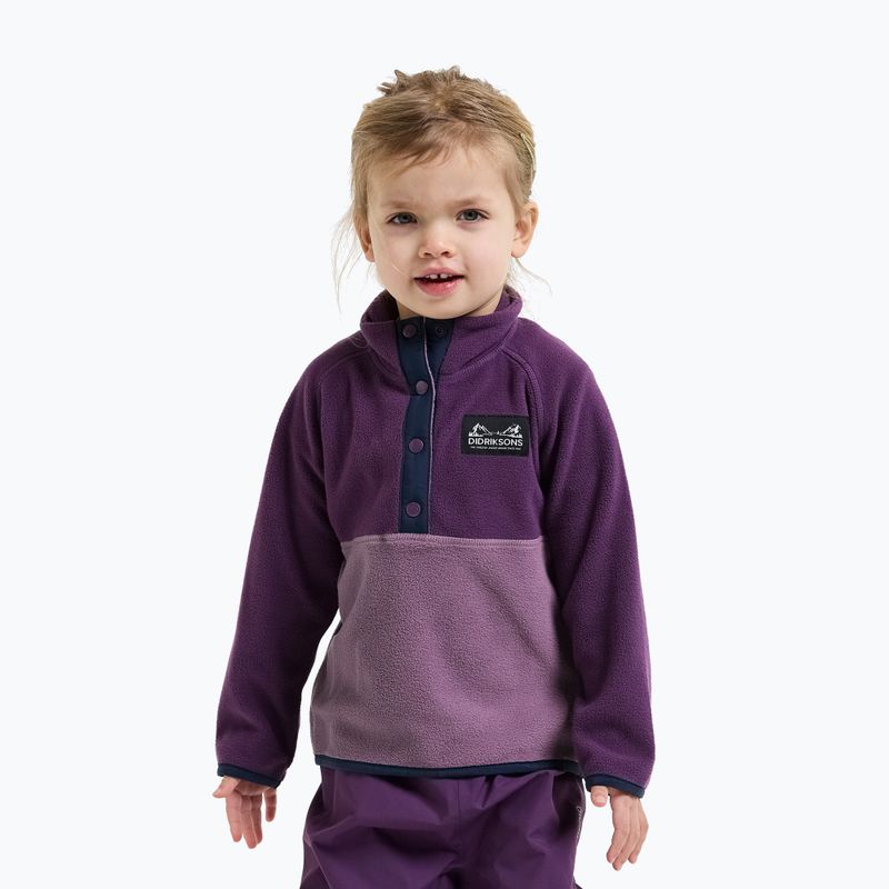 Gyerek polár pulóver Didriksons Monte 6 Half Button northern purple 3