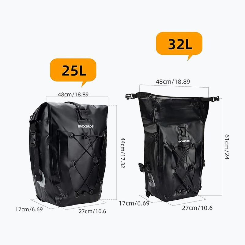 Biciklis táskák Rockbros 30140022001 Bicycle Pannier Bag 2pcs black 3