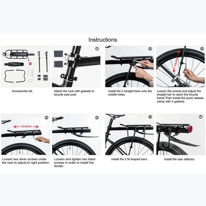 Kerékpáros csomagtartó Rockbros 33210004001 Bike Rear Rack black 3