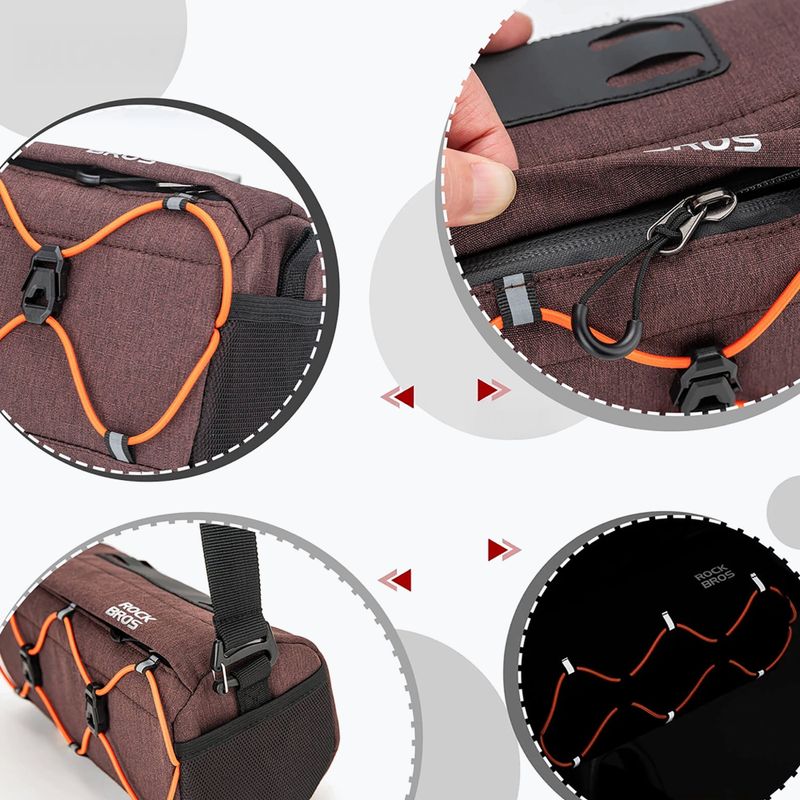 Kormánytáska Rockbros 30110054 Bike Front Bag 2,2 l brown 3