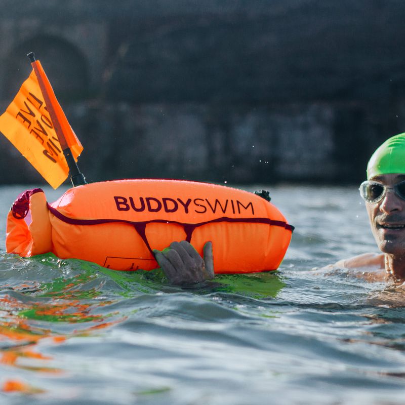 BuddySwim száraz táska zászlóval 28 l narancssárga bója 3