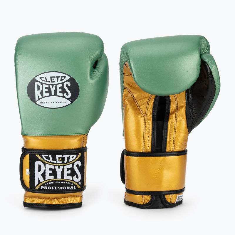 Boxkesztyű Cleto Reyes Velcro Sparring metalic green/gold wbc