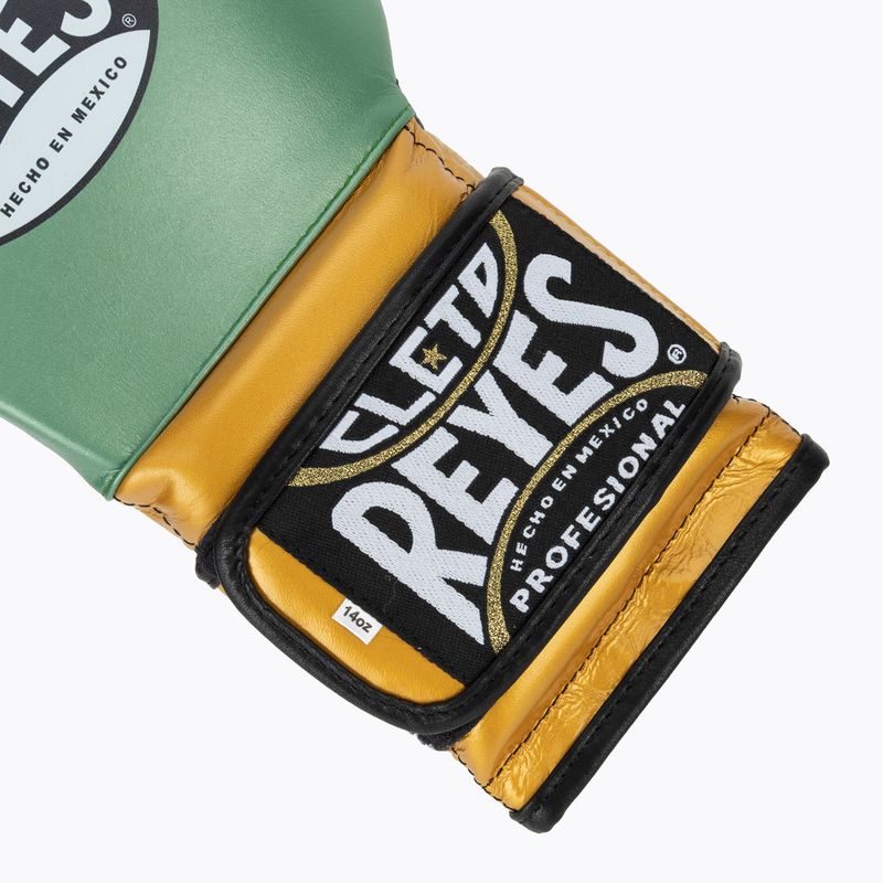 Boxkesztyű Cleto Reyes Velcro Sparring metalic green/gold wbc 6