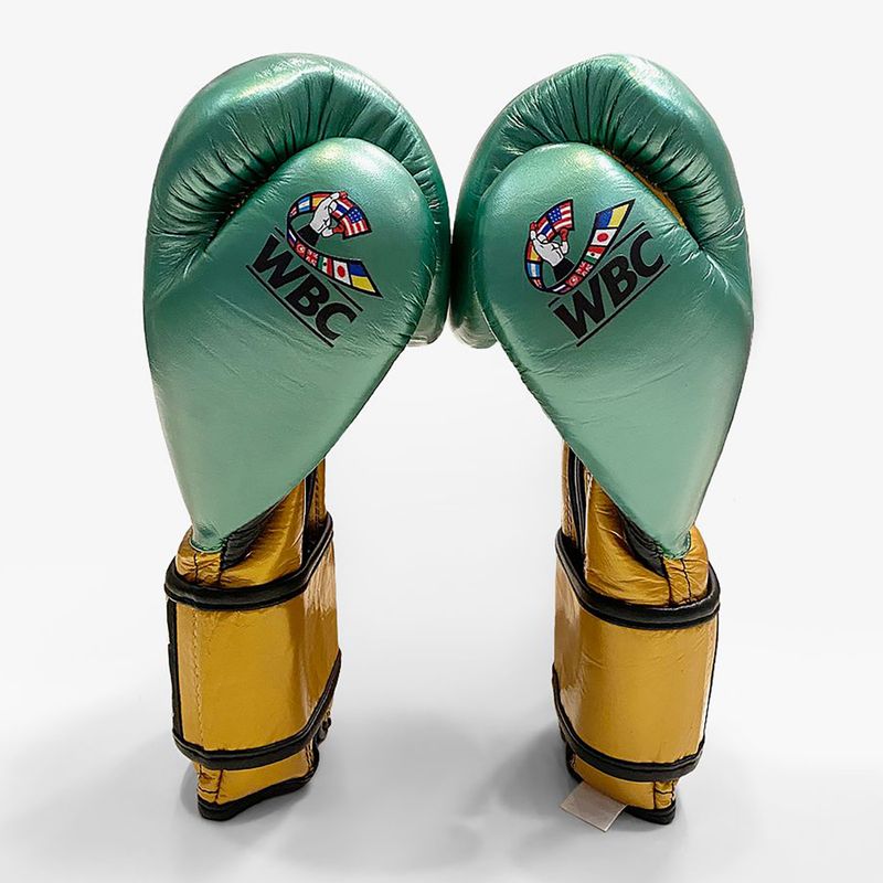 Boxkesztyű Cleto Reyes Velcro Sparring metalic green/gold wbc 2