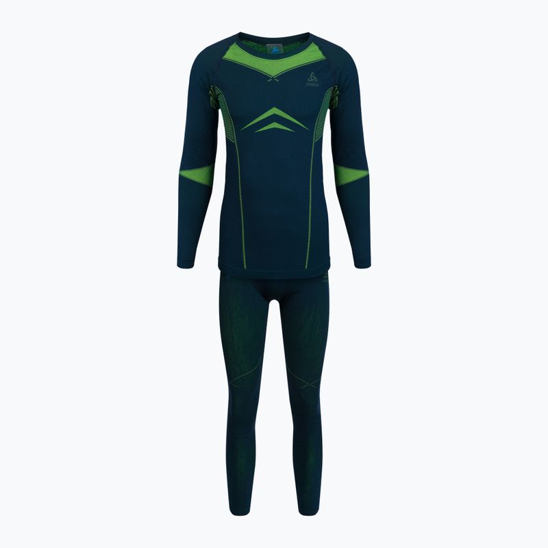 ODLO Fundamentals Performance Warm Long zöld-sötétkék férfi termoaktív fehérnemű 196082/21022
