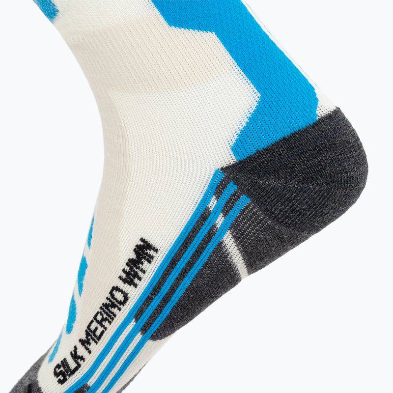 Női sízokni X-Socks Ski Silk Merino 4.0 fehér/fekete/türkiz színű sízokni 4