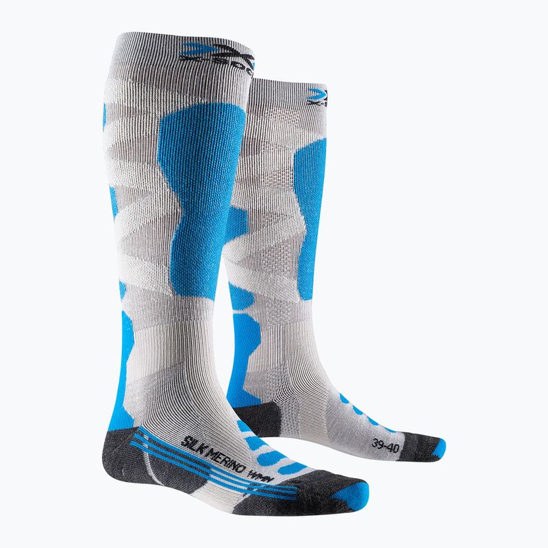 Női sízokni X-Socks Ski Silk Merino 4.0 fehér/fekete/türkiz színű sízokni 5