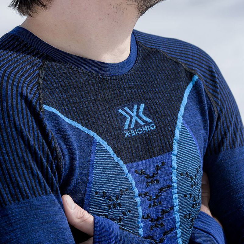 Férfi termoaktív pulóver X-Bionic Merino dark ocean/sky blue 6