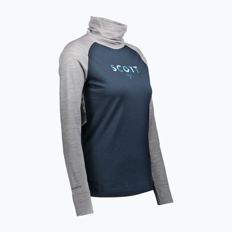 Női thermo hosszú ujjú felső SCOTT Defend Merino High Neck light grey melange/dark blue 3