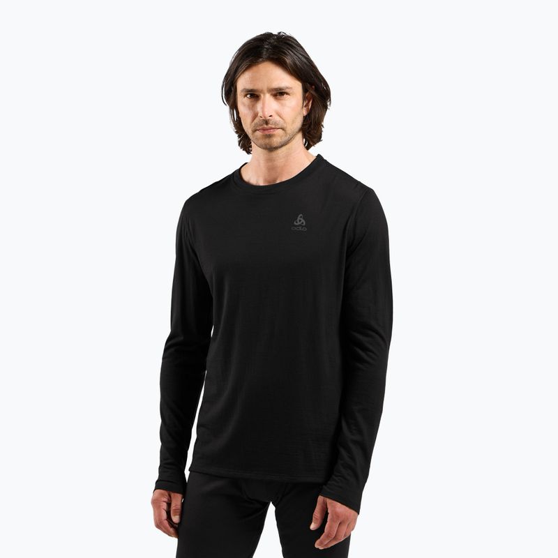 Férfi termoaktív pulóver ODLO Merino 160 Bl Top Crew Neck fekete