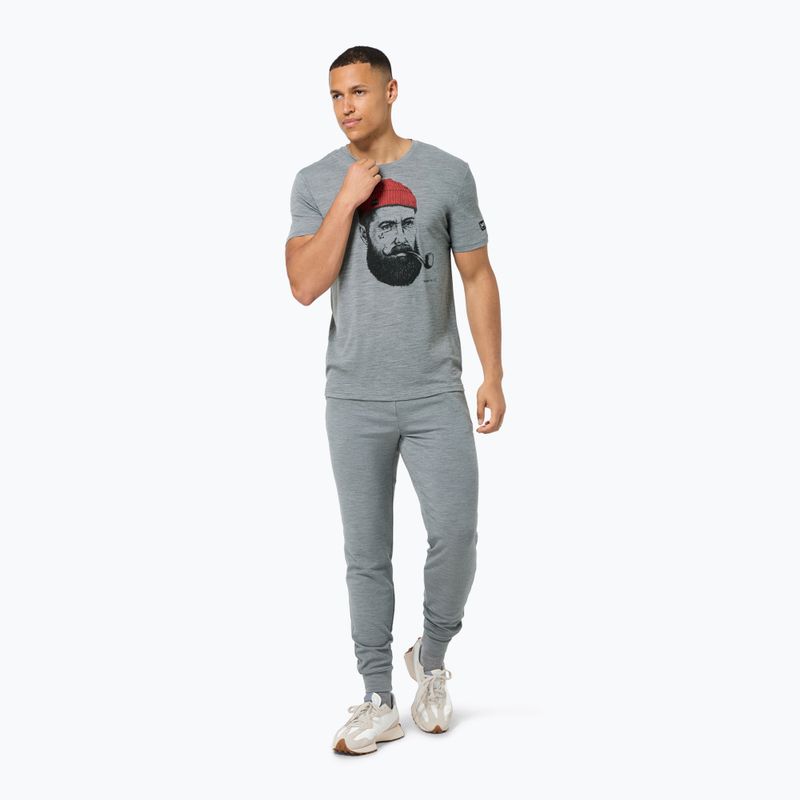 Férfi póló super.natural Sailor Tee cashmere grey mel/jet black /high risk red 2