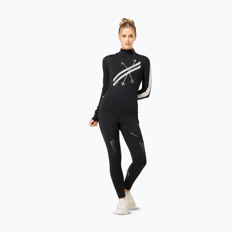 Női hosszú ujjú póló super.natural KryTeeede Col T-Neck Light jet black/white/mountain trail gl/white 2