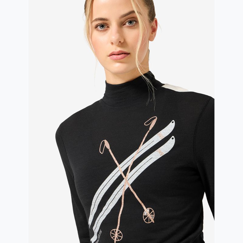 Női hosszú ujjú póló super.natural KryTeeede Col T-Neck Light jet black/white/mountain trail gl/white 3