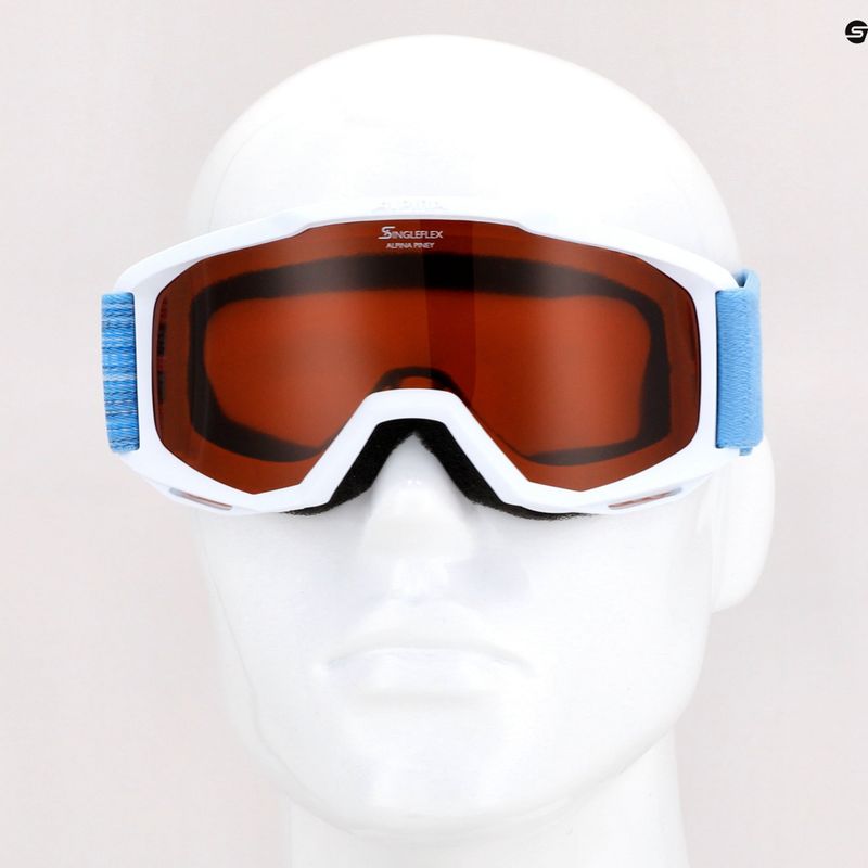 Gyermek síszemüveg Alpina Piney white/skyblue matt/orange 10