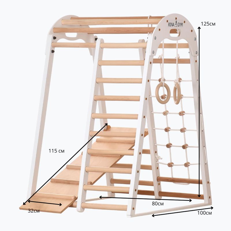 Fából készült tornaháromszög RINAGYM Kids 2 fehér 5