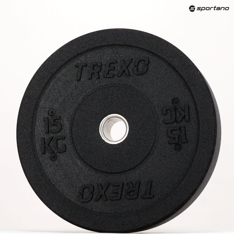 TREXO fekete bumper olimpiai súlytárcsa 15 kg TRX-BMP015 11