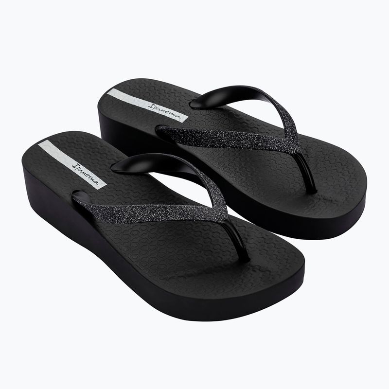 Női Ipanema Mesh Chic Plat fekete/glitter fekete flip flopok