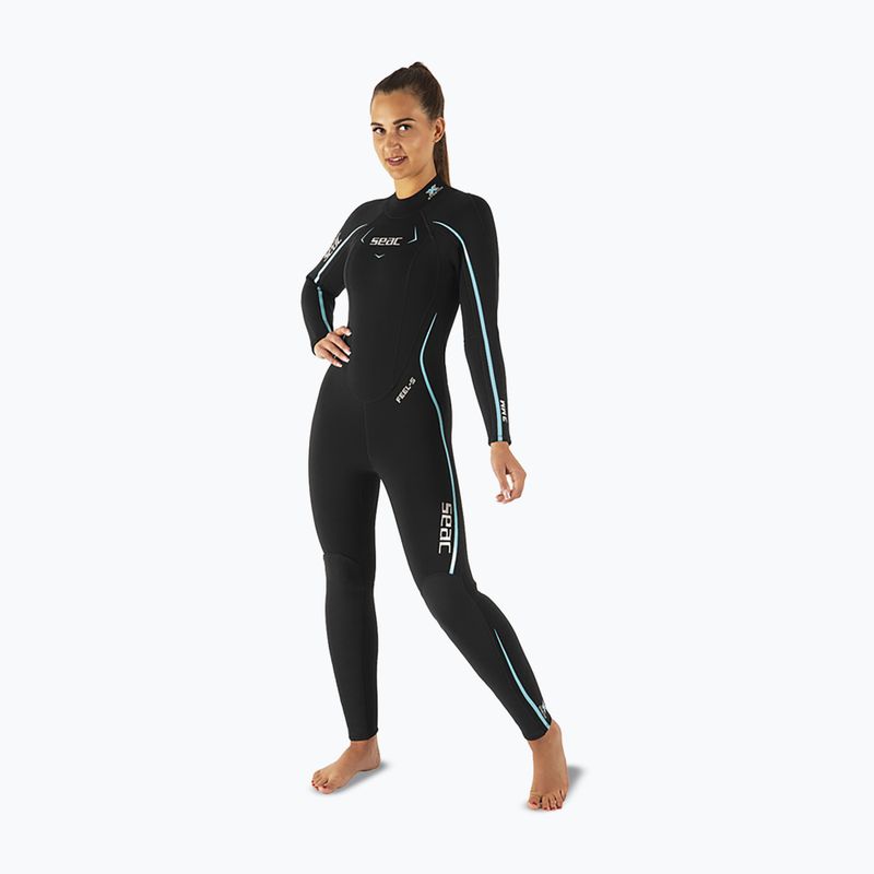 Női búvárruha SEAC Feel-S 3 mm black/light blue 3