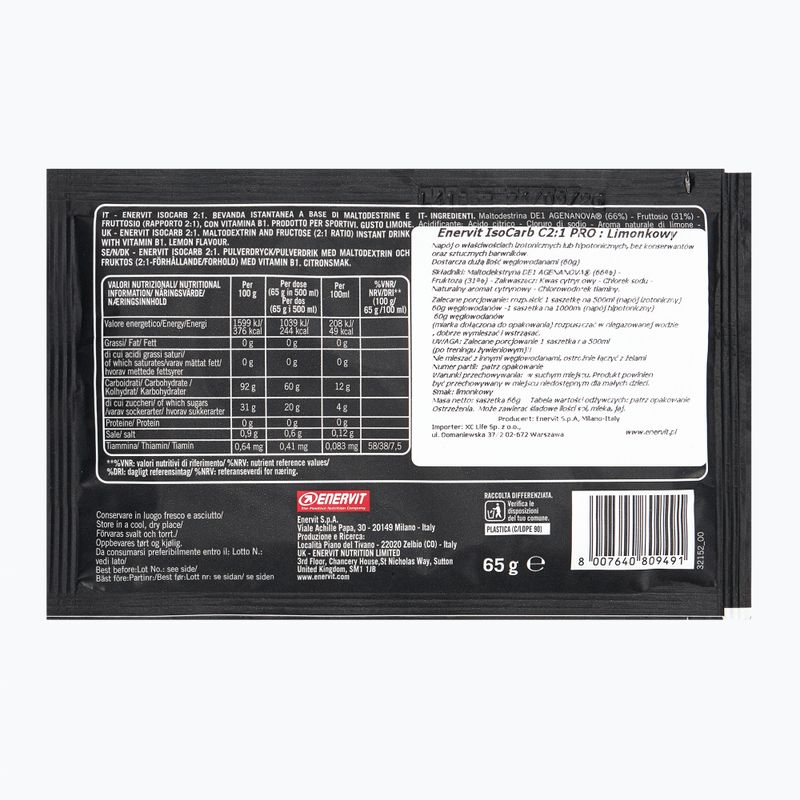 Enervit izotóniás ital C2:1 Isocarb 65 g enyhe citrommal 2