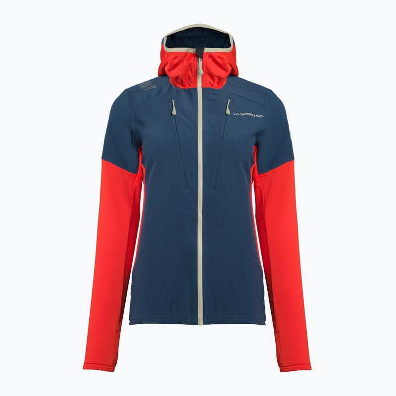 Női La Sportiva Session Tech Hoody viharkék/cseresznye paradicsom trekking melegítő pulóver