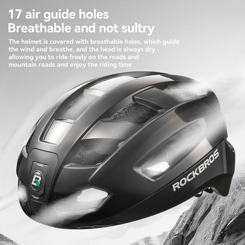 Kerékpáros sisak Rockbros 100036001 With Remote Control and Warning Light black 2