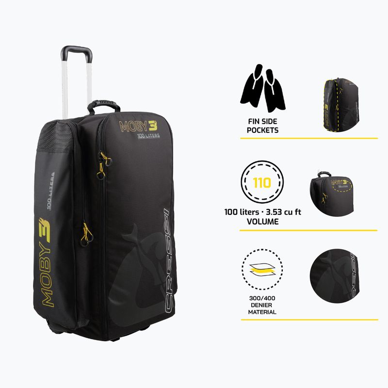 Cressi Moby 3 100 l utazótáska fekete/sárga 7