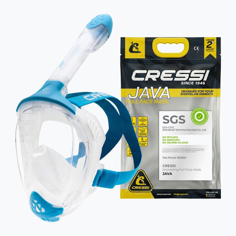 Teljes arcmaszk snorkelinghez Cressi Java Full Face clear/blue 8