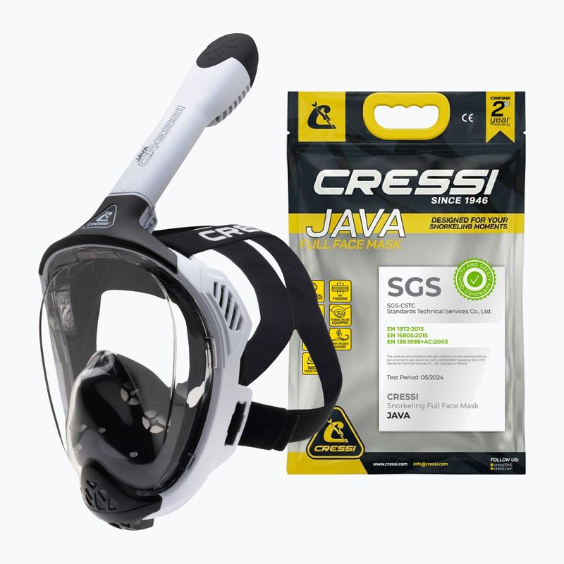 Teljes arcmaszk snorkelinghez Cressi Java Full Face white/black 8