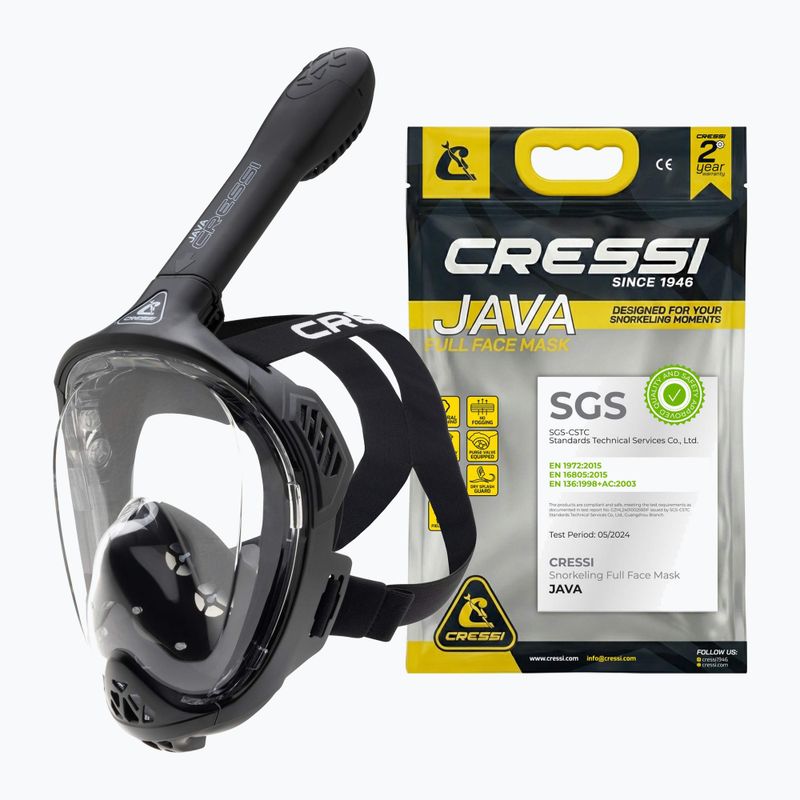 Teljes arcmaszk snorkelinghez Cressi Java Full Face black/black 8