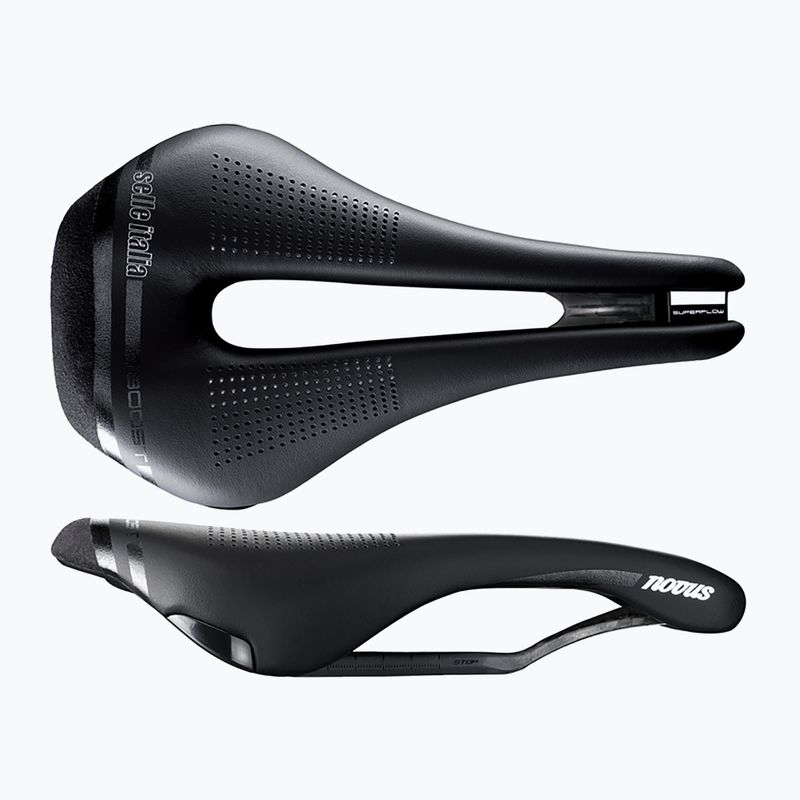 Selle Italia Novus Boost Kit Carbonio Superflow L Ti 316 Rail Fibra-Tek kerékpár nyereg fekete SIT-080A802ICA001