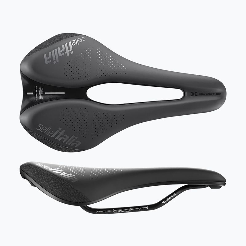 Kerékpár nyereg Selle Italia Novus Boost Evo X-Cross TM Superflow, Mangán sín, Soft-Tek fekete