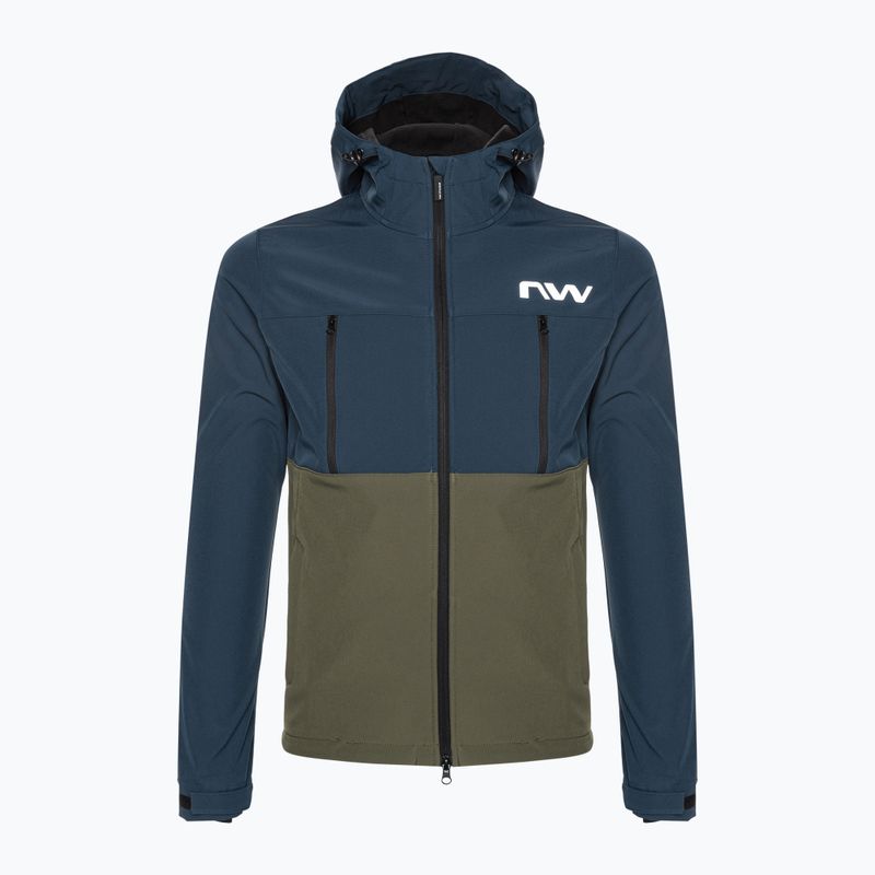 Férfi Northwave Easy Out Softshell mélykék / erdő zöld kerékpáros dzseki