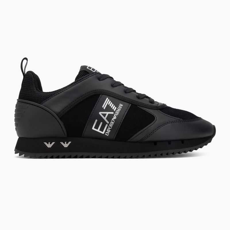 EA7 Emporio Armani fekete-fehér szarvasbőr tripla fekete micropunch cipők 2