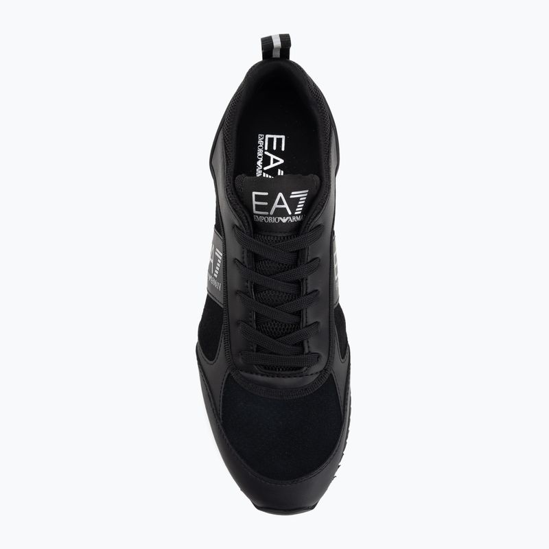 EA7 Emporio Armani fekete-fehér szarvasbőr tripla fekete micropunch cipők 5