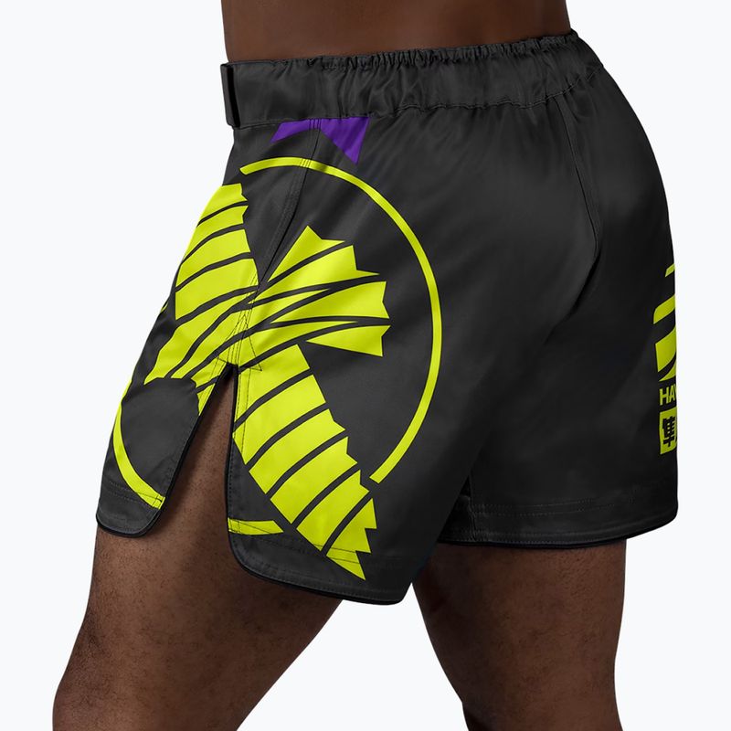 Férfi Hayabusa Icon Mid-Thigh MMA edzőnadrág fekete/neon színben 4