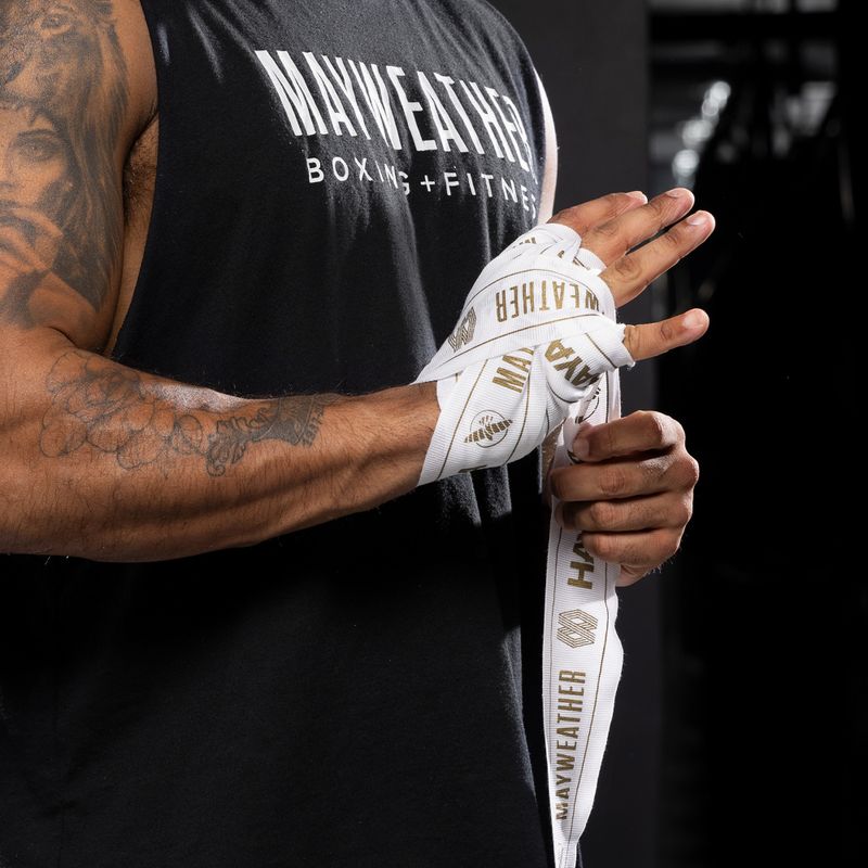 Kézbandázsok Hayabusa Mayweather Stretch Hand Wraps 450 cm white/gold 5