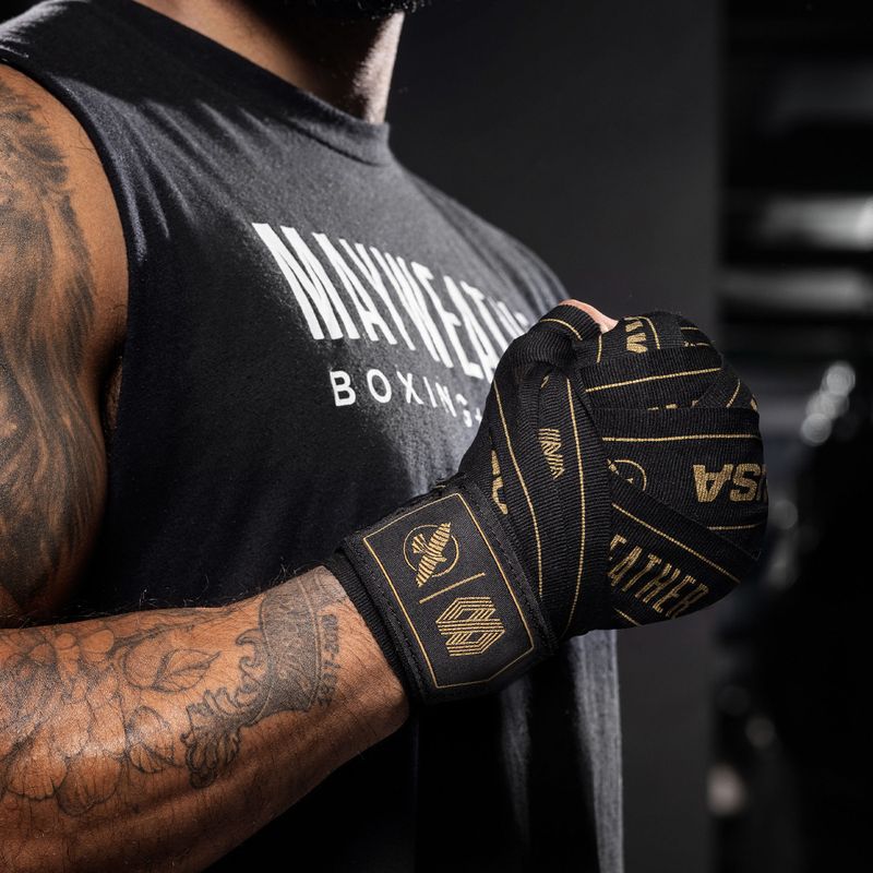 Boksz bandázsok Hayabusa Mayweather Stretch Hand Wraps 450 g black/gold 7