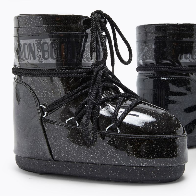 Női Moon Boot Icon Low Glitter fekete hócsizma 8