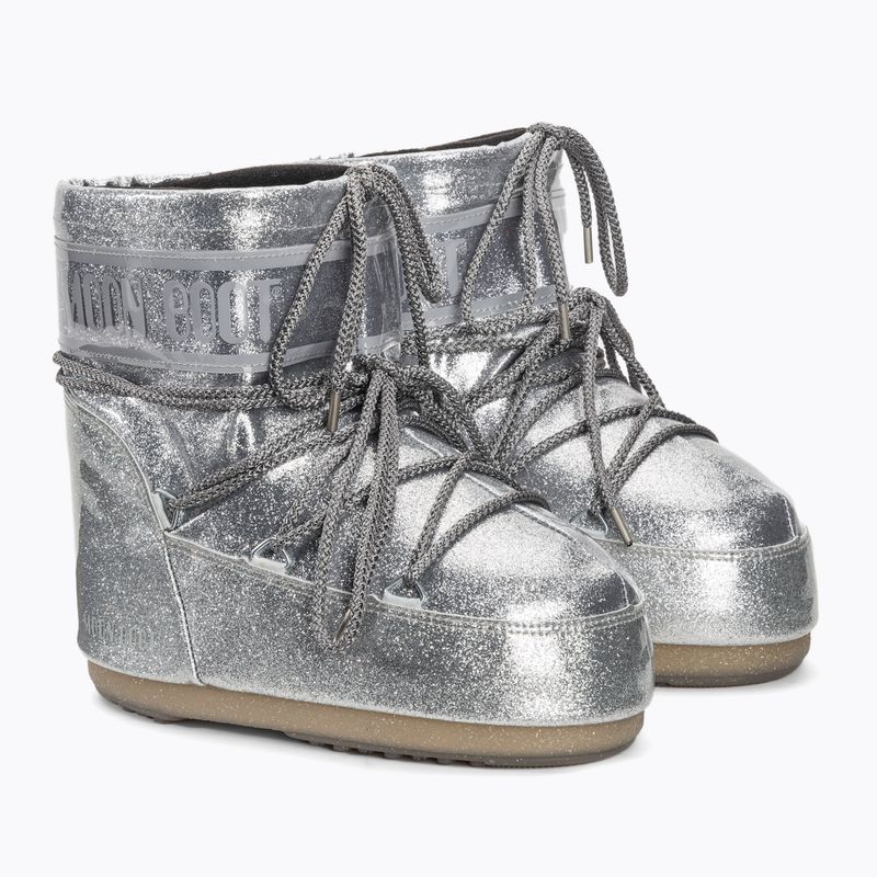 Női Moon Boot Icon Low Glitter ezüst hócsizma 4