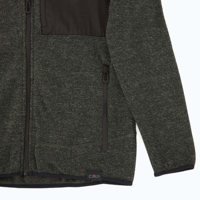 Férfi polár pulóver CMP 35H3907 Melange Knitted forest melange/black/ferrari red 3