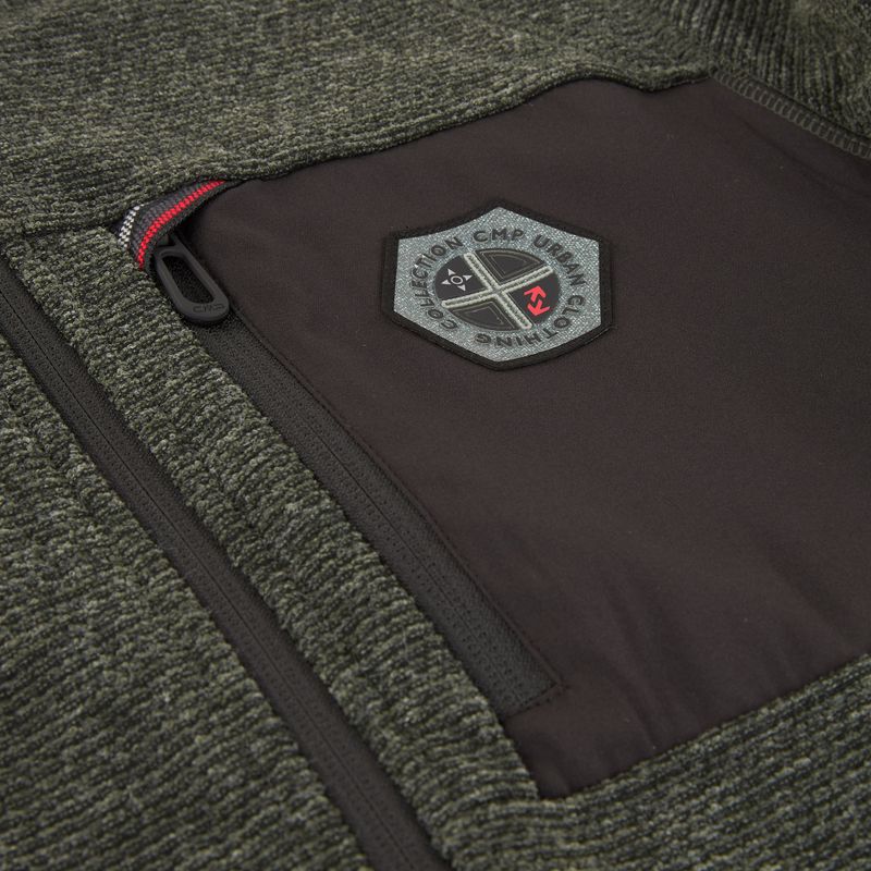 Férfi polár pulóver CMP 35H3907 Melange Knitted forest melange/black/ferrari red 4