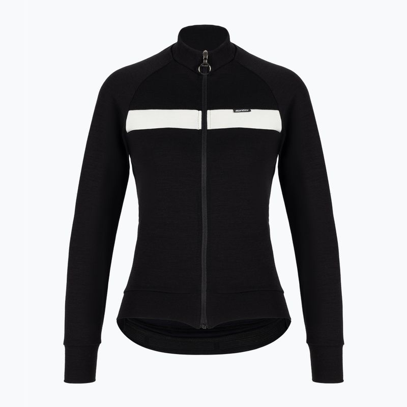 Santini Adapt Wool Thermal Jersey fekete férfi kerékpáros mez SP216075ADAPTWOOL