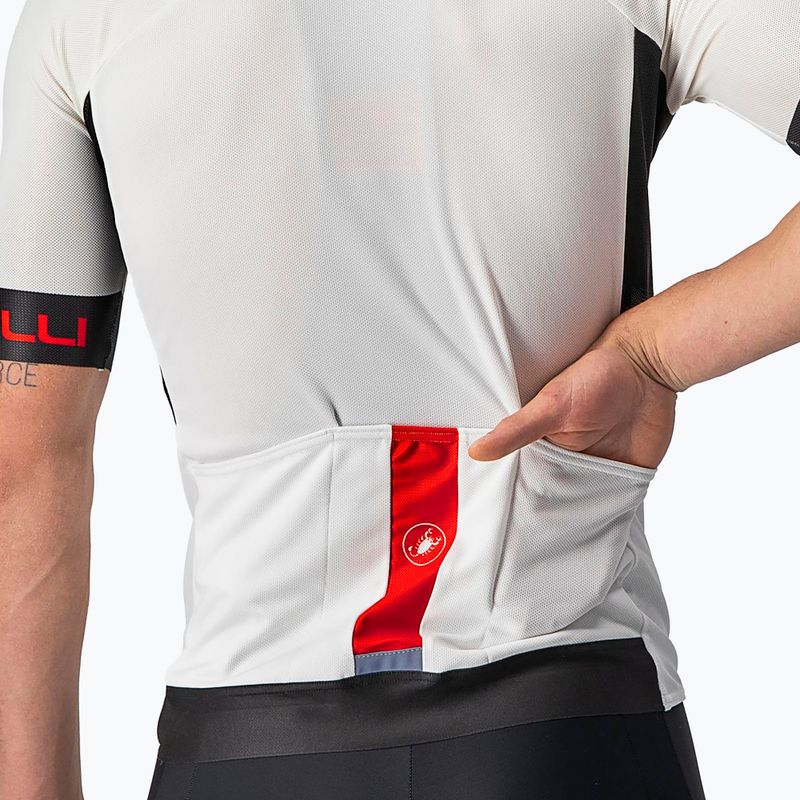 Férfi kerékpáros póló Castelli Entrata VI ivory/light black/red 5
