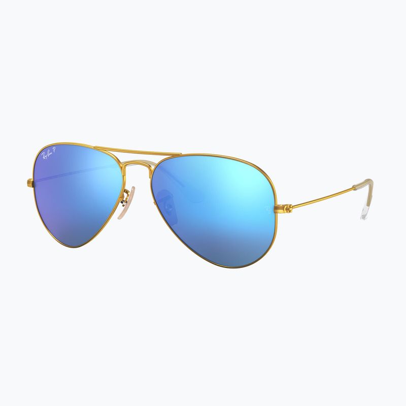 Napszemüveg Ray-Ban Aviator Classic matt arany/kék polarizált 4