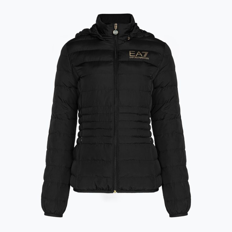 Női dzseki EA7 Emporio Armani Train Core Lady Eco Down Hoodie black/logo light gold