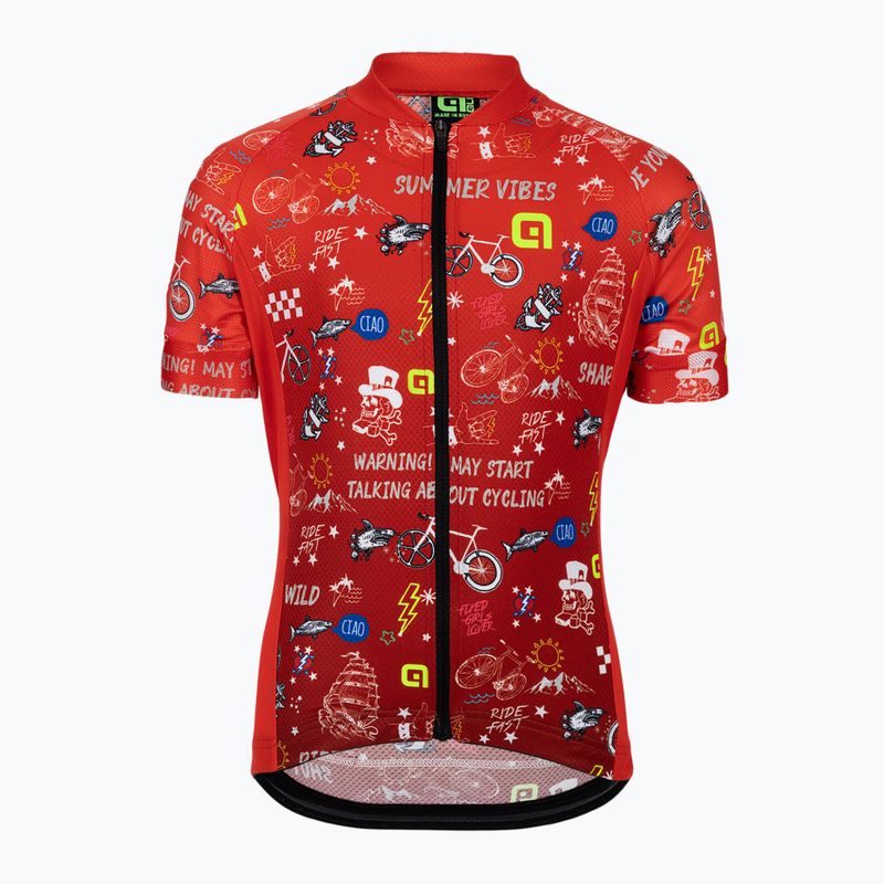 Gyermek kerékpáros mez Alé Maglia Mc Vibes piros L22228405
