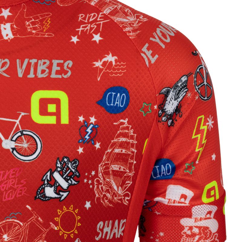 Gyermek kerékpáros mez Alé Maglia Mc Vibes piros L22228405 3