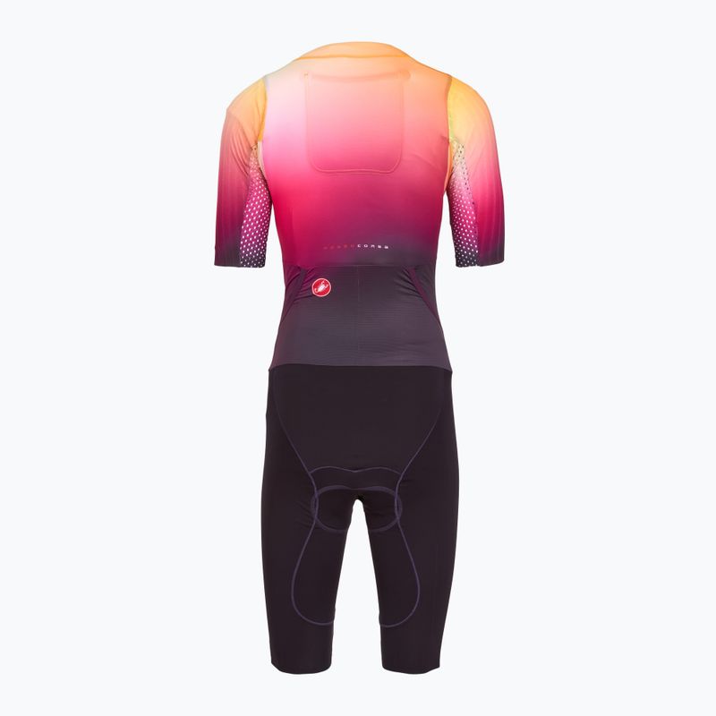 Női kerékpáros overall Castelli Free Sanremo 3 SS In dark night shade/vivid orange-bright rose 2